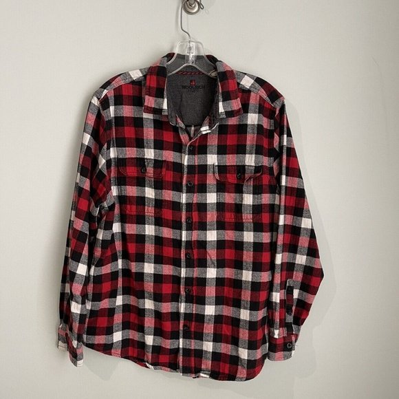 Woolrich Red White Plaid Long Sleeve Button Down Flannel Shirt - Picture 1 of 7